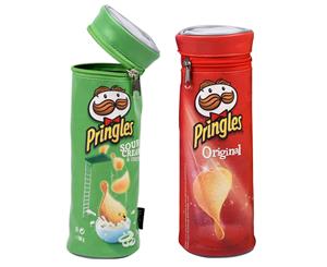 2pc Helix Pringles Pencil Case/Pouch School/Art Drawing Pens Organiser Green/Red