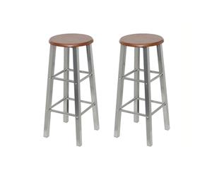 2x Bar Stools Metal with MDF Seat Kitchen Dining Chairs Furniture