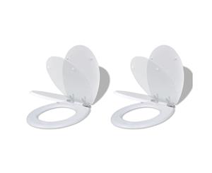 2x Toilet Seats with Soft Close Lids MDF White Washroom WC Covers Pad