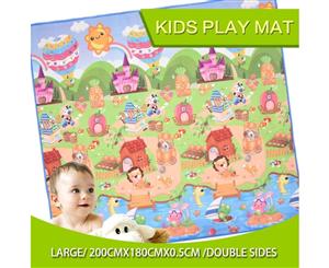 2x1.8m Double Sided Baby Play Floor Mat Animal & Alphabet Patterns 5mm Thickness