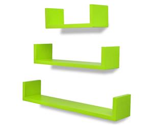 3PCS U-Shaped Green Floating Shelf Wall Shop Display MDF Book/DVD Storage Rack