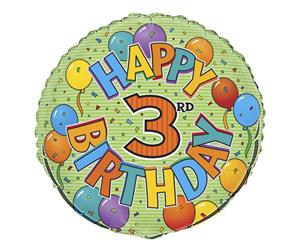 45cm 3rd Birthday Foil Balloon Packaged