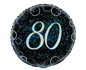 45cm Glitz Blue 80th Birthday Foil Balloon