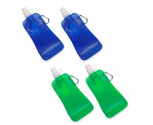 4x Doozie 450ml Collapsible Camping Water Drink Bottle Gym Sport Kid Blue Green