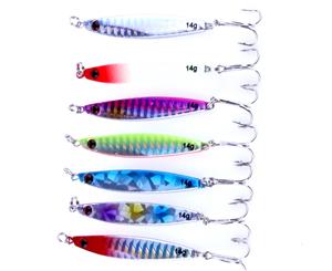 7x 14g Metal Slice Micro Jigs Fishing Lures Jig Bait Pelagics Salmon Kings Carp