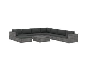 9 Piece Garden Lounge Set with Cushions Poly Rattan Grey Patio Set