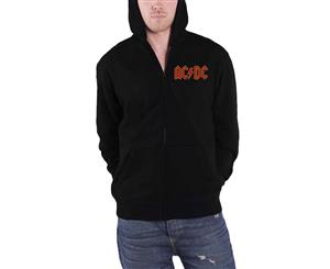 Ac/Dc Hoodie Classic Band Logo Highway To Hell Official Mens Zipped - Black