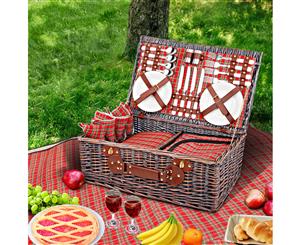 Alfresco 4 Person Picnic Basket Baskets Handle Outdoor Corporate Blanket Park