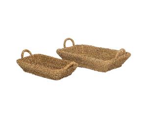 Amalfi 2Pc Gilli Seagrass Handwoven Decorative Storage Tray Set Natural