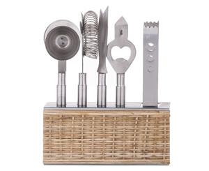 Amalfi Esprit Brushed Stainless Steel 6 Piece Bar Tool Kit