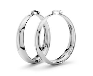 Annie Graduated Hoop Earrings 50mm|White Gold