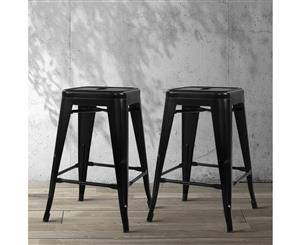 Artiss 4x Replica Tolix Bar Stools Metal Bar Stool Kitchen Cafe Chair 66cm Black