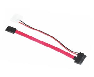 Astrotek Slim SATA Cable 50cm + 10cm 6 pins + 7 pins to 4 pins + 7 pins Red Colour