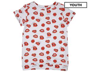 Au Jour Le Jour Girls' Lips T-Shirt Dress - White