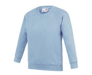 Awdis Academy Childrens/Kids Crew Neck Raglan School Sweatshirt (Pack Of 2) (Sky) - RW6682