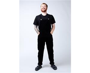 BERTIE Loose Fit Cord Dungarees - Black