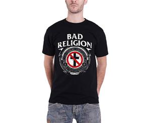 Bad Religion T Shirt Badge Cross La California Band Logo Official Mens - Black