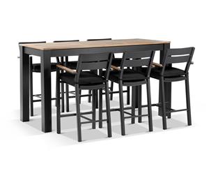 Balmoral 2M Aluminium Bar Table With 6 Capri Bar Stools - Outdoor Aluminium Dining Settings - Charcoal Aluminium