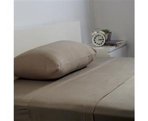 Bambury - BedT Sheet Set - 100% Cotton Jersey Soft Feel - Single Bed - Latte