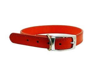 Beau Pets 40cm Red Leather Deluxe Dog Collar - Australian Made