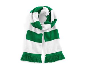 Beechfield Varsity Unisex Winter Scarf (Double Layer Knit) (Kelly Green / White) - RW2031