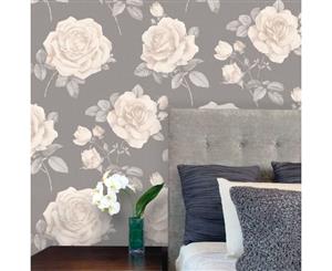 Belgravia Decor Rosa Floral Wallpaper Charcoal (9767)