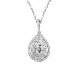 Bevilles Miracle Halo Pear Necklace with 0.50ct of Diamonds in Sterling Silver