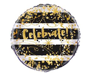 Black & Gold Celebrate 45cm Foil Balloon Packaged