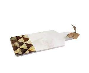 Boho 2-Tone Marble Serving Paddle Board Rectangular with Handle 36X15CM