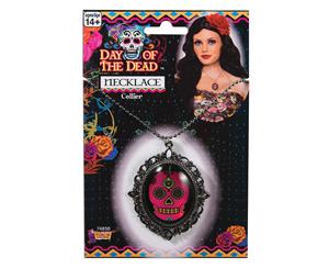 Bristol Novelty Day Of The Dead Necklace (Black/Pink) - BN2313