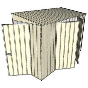 Build-A-Shed 1.2 x 3.0 x 2.0m Zinc Skillion Double Hinged Side Doors Shed - Cream