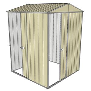 Build-a-Shed 1.5 x 1.5 x 2.3m Single Sliding Door Gable Shed with Single Sliding Side Door - Cream