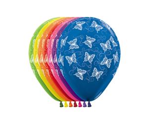 Butterfly Flight Met 30cm Latex Balloons AOP Wht Ink 50pk