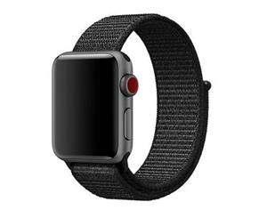 Catzon Watch Band Nylon Sport Loop Fastener Adjustable Closure Wrist Strap iwatch Series 1/2 /3/4 Dark Black