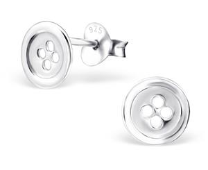 Children's Silver Button Ear Studs