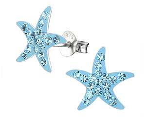 Children's Silver Star Aqua Bohemica Crystal Ear Studs