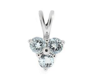 Classic Round Blue Topaz & Diamond Cluster Pendant in 9ct White Gold