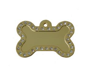 Crystal Bone ID Tag - Gold