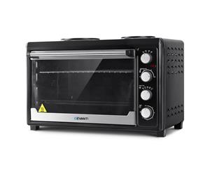 DEVANTI Electric Convection Oven Bake Benchtop Rotisserie Grill 60L Hotplate Black