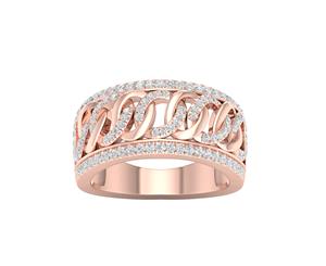 De Couer 9KT Rose Gold Diamond Cuban Link Band (3/8CT TDW H-I Color I2 Clarity)