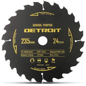 Detroit 235mm 24T TCT Circular Saw Blade for Wood Cutting