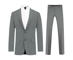 Dobell Mens Light Grey 2 Piece Suit Slim Fit Notch Lapel