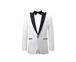 Dobell Mens White Velvet Tuxedo Jacket Regular Fit Contrast Peak Lapel