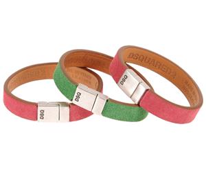 Dsquared 2 Bovine Leather Bracelets - Fuchsia/Green