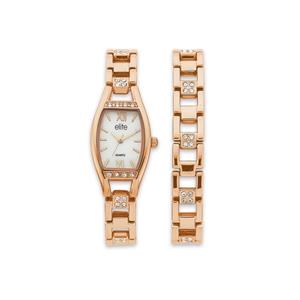 Elite Ladies Stone Set Watch and Bracelet Set (Model5088632)