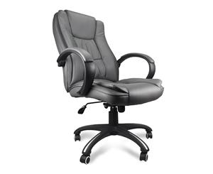 Executive High Back Office Chair PU LEATHER Premium Padded Computer Seat GREY