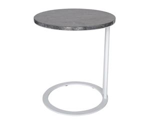 Felix Round Side Table | Grey Top - White