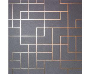 Fine Decor Platinum Square Geo Wallpaper Charcoal/Copper (FD42492)