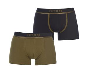 Firetrap Men 2 Pack Trunks - Olive/Black