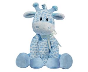 First & Main 8.5 Inch Blue Jiggle Giraffe Rattle Non Allergic Baby Plush Toy